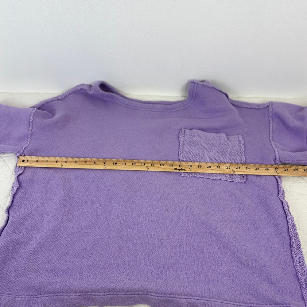 Free People FP Beach Lavender Terry Oversized Pullover Sweatshirt Beach Cover XS - Picture 5 of 16